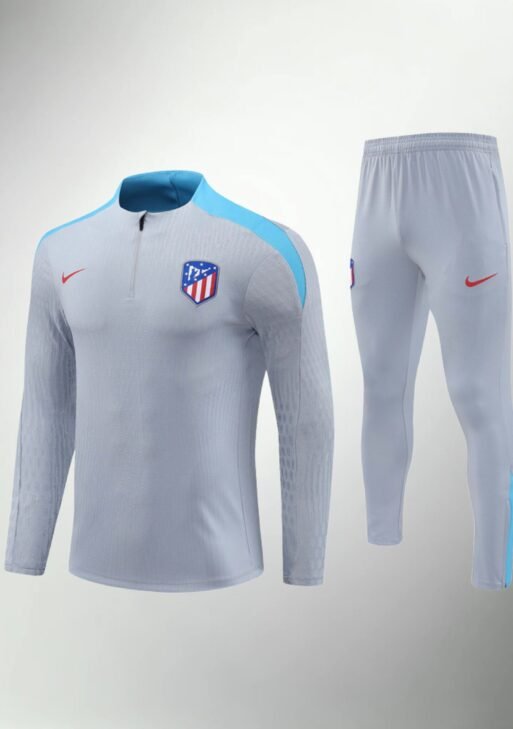 Atletico Madrid Light Gray and Turquoise Tracksuit